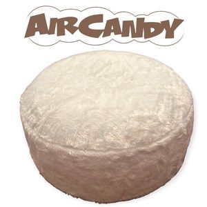 Air Candy Mongolian Faux Fur White Ivory Inflatable Ottoman Blow Up Chair